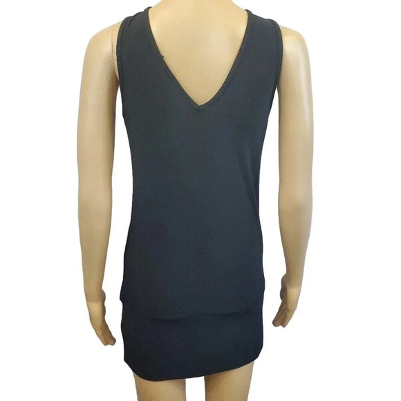 CANTATA Black Short Sleeve Ruffle Sparkle Sash Detail dress size M Bodycon - Picture 2 of 7